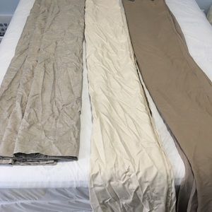 3 sets of drapes - beige, cream/gold, khaki
